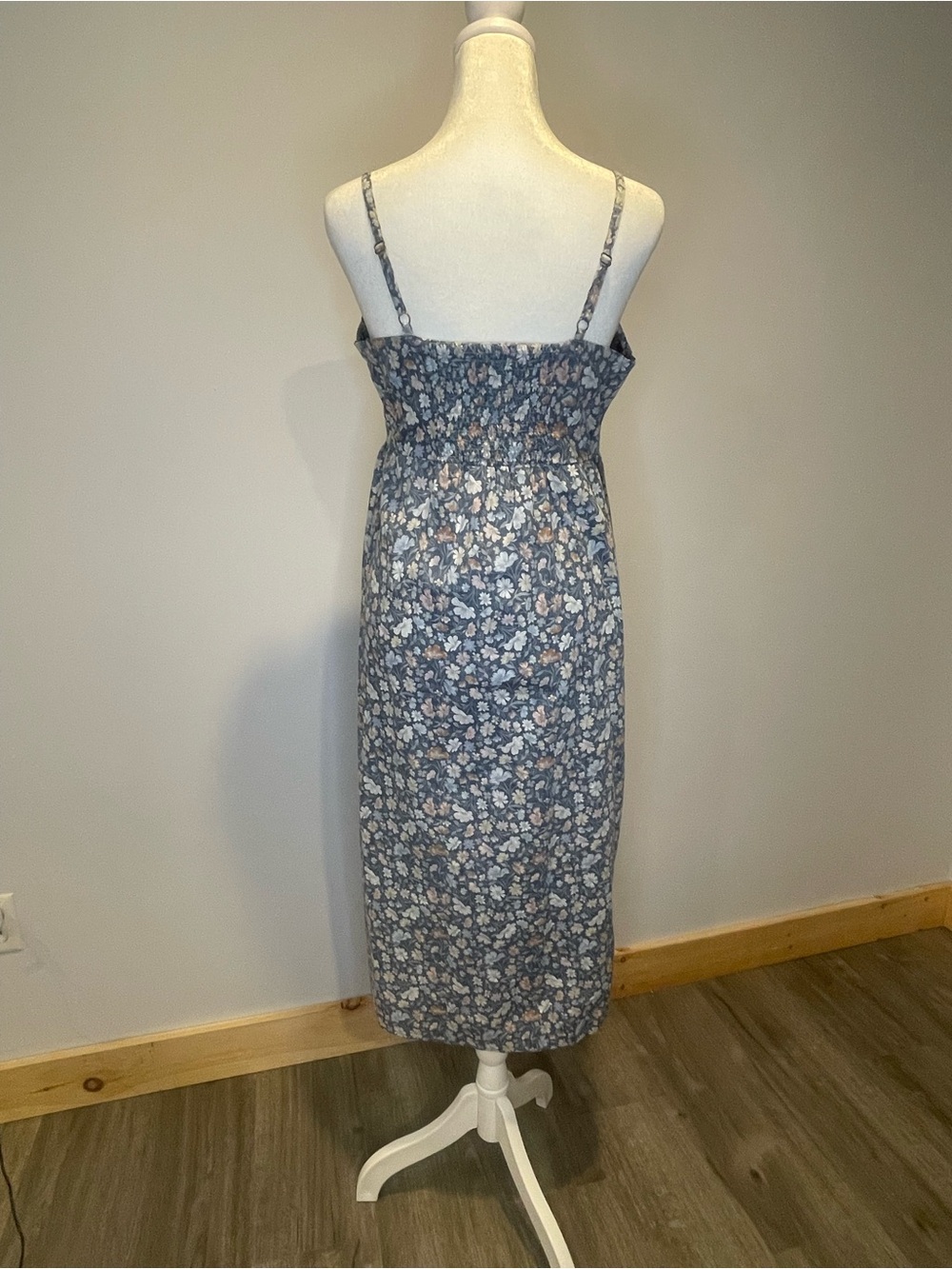 Boho, Natural Reflections Blue Floral Button-Front Cotton Maxi Dress - Picture 2 of 8